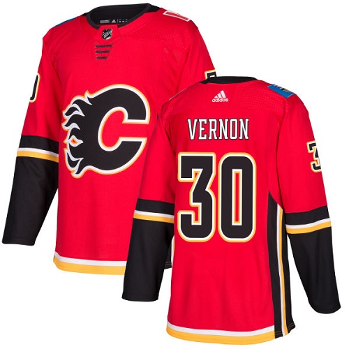 Men Adidas Calgary Flames #30 Mike Vernon Red Home Authentic Stitched NHL Jersey